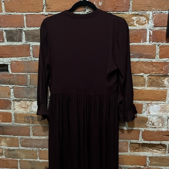 Scotch & Soda Midi-length Fitted Waist 3/4 Ruffle Sleeve Dress, Burgundy, size M - Picture 5 of 5